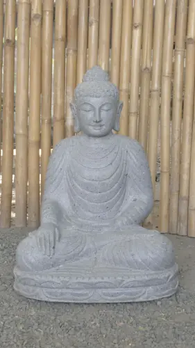 Product image of the product “Seated Buddha made of Riverstone in Bhumisparsha - gesture of touching the earth. 61 cm height. ”